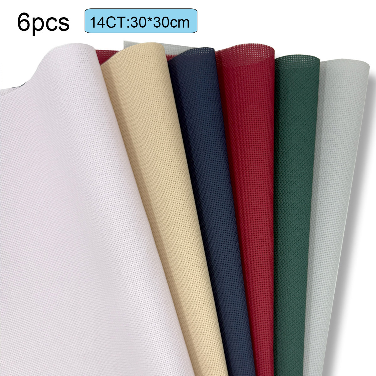 14CT multicolor 30 * 30 seis piezas de tela de bordado DIY mano alta CT tela de bordado de celosía pequeña al por mayor transfronteriza