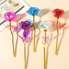 跨境18CM彩金花金箔玫瑰花妇女母亲节教师情人节礼物小礼品圣诞节