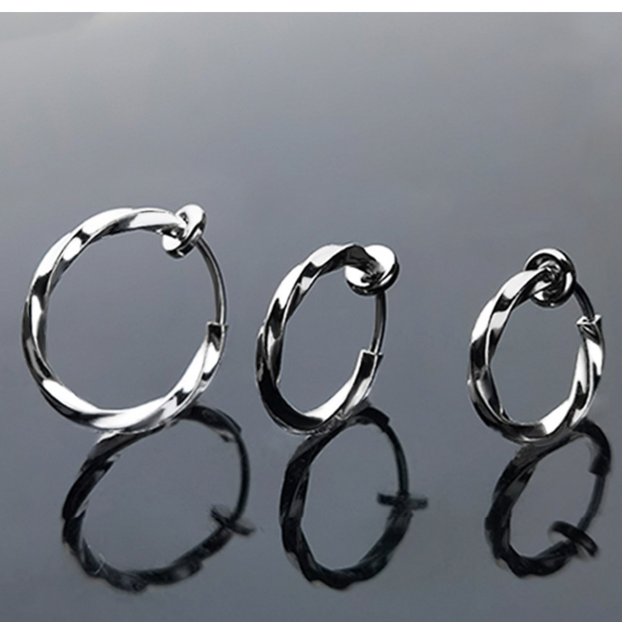 1 Pair Basic Round Plating Titanium Steel Earrings display picture 3