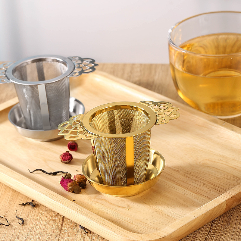 304 Filtro de té de acero inoxidable de encaje binaural Filtro de té fabricante de té de oficina Red de filtro de té