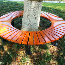 N5公园椅户外树围椅庭院防腐木座凳幼儿园圆椅围树椅实木树池