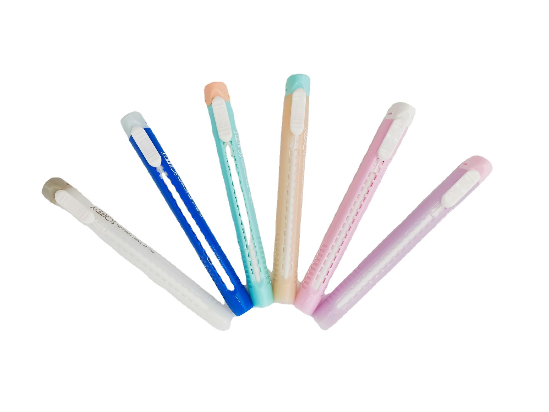 新代创意便携纯色伸缩小学生用橡皮可爱三角推拉式长条笔形橡皮擦