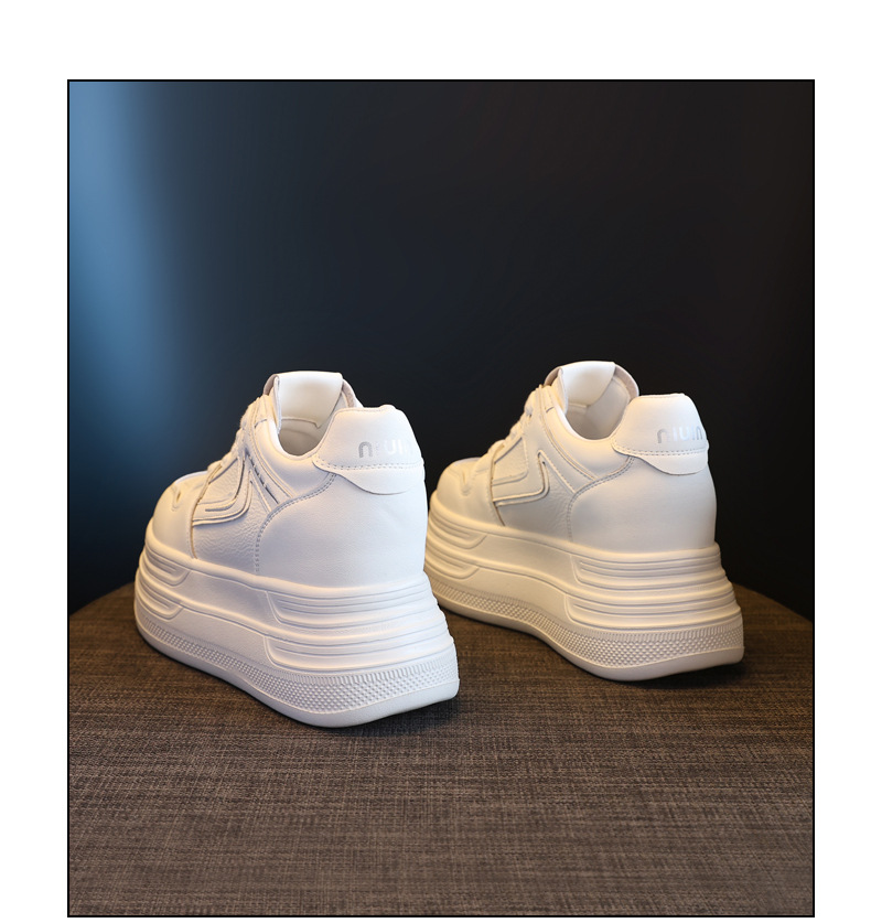 Giày sneaker nữ đế xuồng 8cm tăng chiều cao phong cách đa năng — đen chi tiết 20