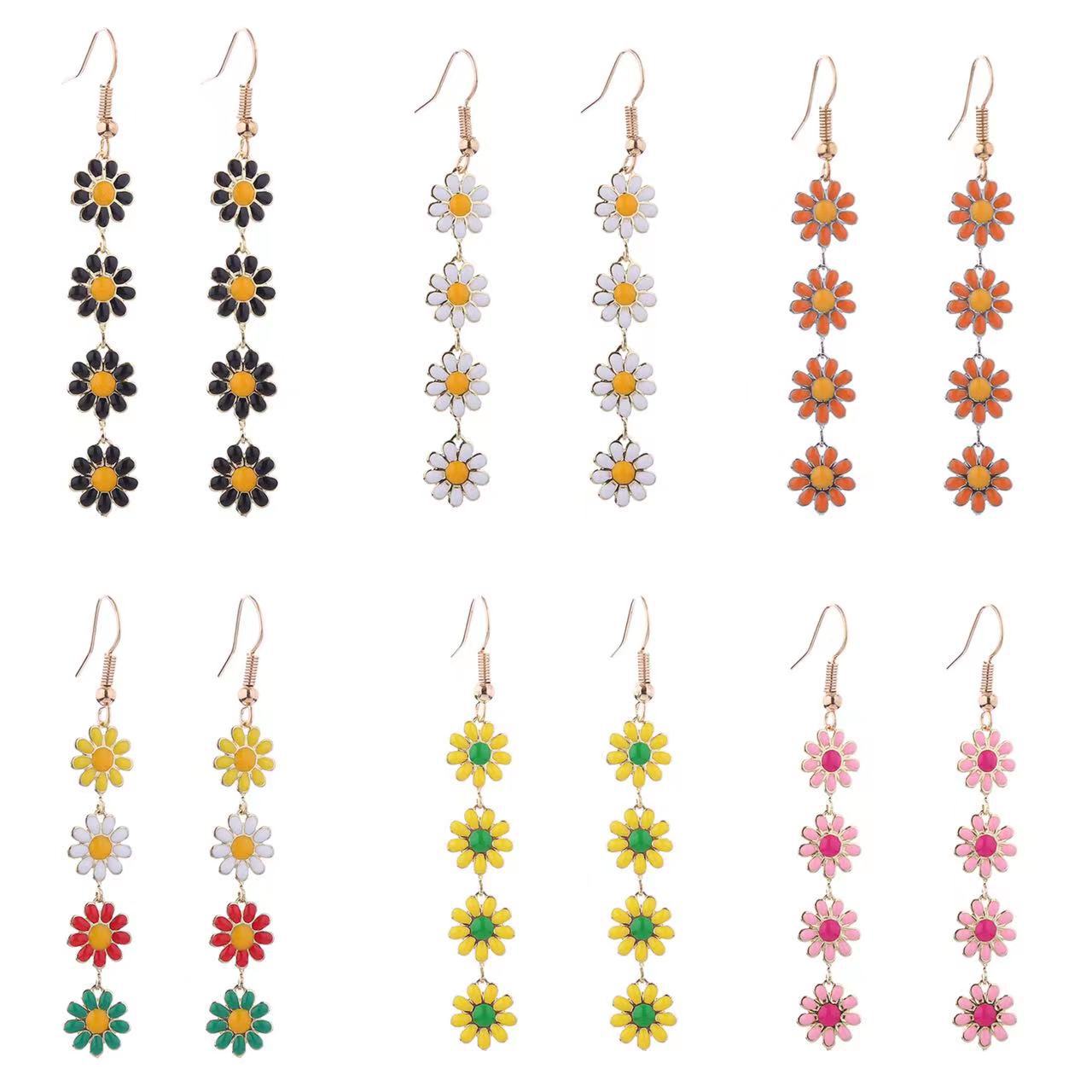 11g Weight Drop Earrings Classification 1 Pair Quantity 1 Pair Lady Sweet Flower Enamel Alloy Drop Earrings