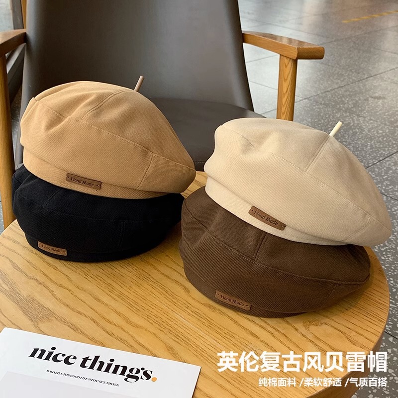 秋冬新品毛呢贝雷帽时尚英伦风画家帽子复古百搭显脸小蓓蕾帽男女|undefined