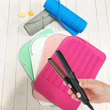 跨境硅胶卷发棒隔热垫耐高温电夹大号隔热垫美发工具防滑收纳垫