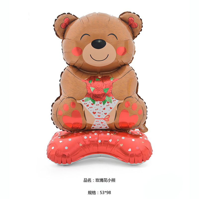 Día de San Valentín globo base 4D de pie amor globo oso Tema de dibujos animados diseño Gran Pollo corazón columna globo