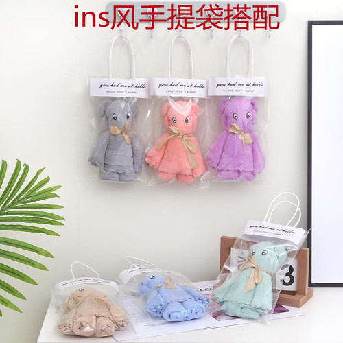 Internet celebrity bear face towel coral velvet annual party souvenir return gift adult gift towel can be made with logo