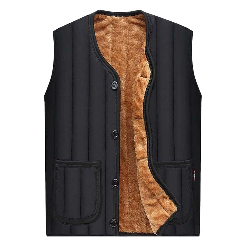 Мужской жилет для папы, теплый хлопковый жилет для среднего и пожилого возраста, повседневный жилет на флисовой подкладке больших размеров, хлопковый жилет
