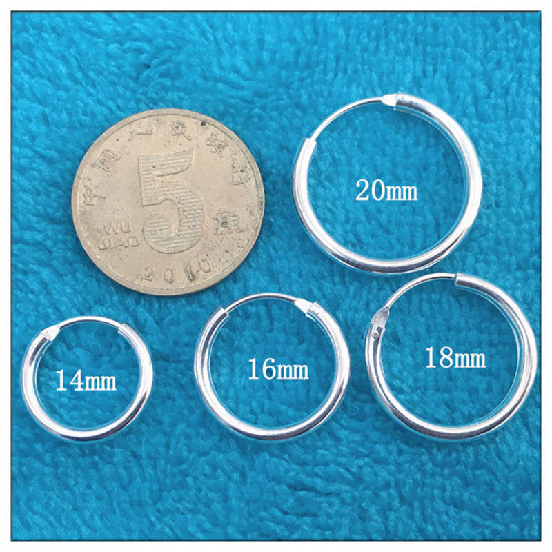 925 Sterling Silver Hoop Earrings For Men Plain Thick Ear Clasps_voghion.com
