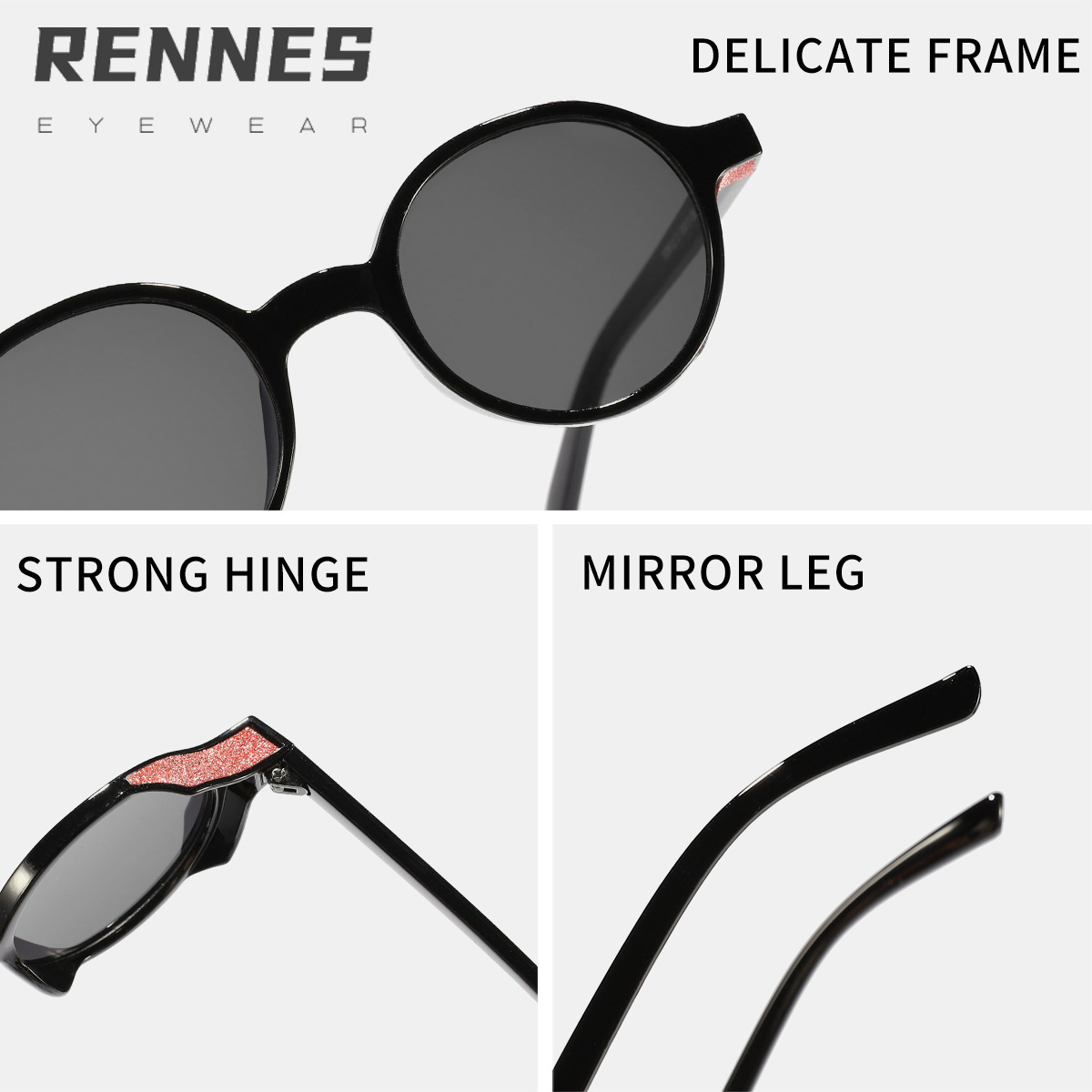 Nuevas gafas de sol de montura redonda de destello fino y moderno retro para hombres y mujeres Gafas de sol anti-ultravioleta de moda al aire libre de alta gama