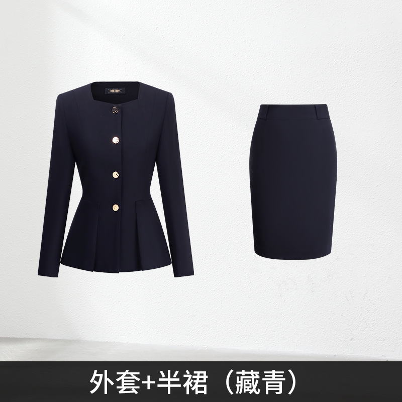 秋冬季职业西装套装女黄金店售楼部工装美容院医美会所接待工作服|undefined