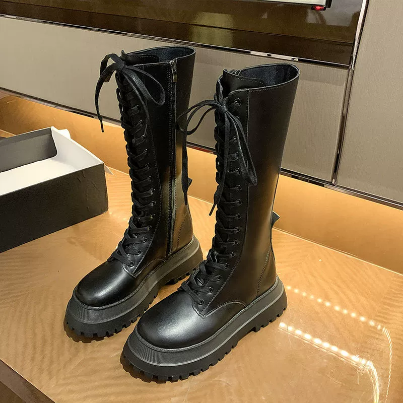 Martens зимние мид‑ленг ботинки на платформе, утеплённые, шнуровка