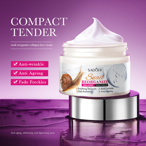 Full English SADOER Snail Restructured Collagen Cream Nourishes and Moisturizes Skin Cross-Border Foreign Trade Wholesale