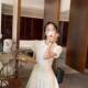 College Style Lapel White dress Women's A- line Dress Summer Sweet Slim Dress