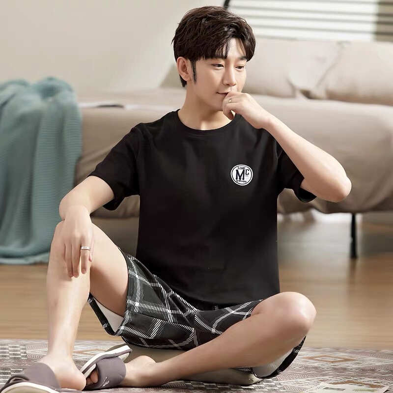 Pajamas Men's Short-sleeved Shorts Autumn and Summer Young Middle-aged Spring and Autumn Men's Pajamas Students Thin Casual Home Clothes suit Pajamas Men's Short-sleeved Shorts Autumn and Summer Young Middle-aged Spring and Autumn Men's Pajamas Students Thin Casual Home Clothes suit