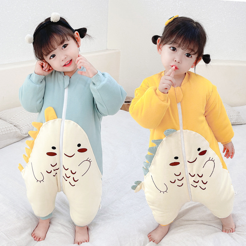 Saco de dormir de pierna dividida de algodón para bebés primavera y otoño delgado cuatro estaciones saco de dormir grande universal edredón anti-patada para niños otoño e invierno pijamas para bebés