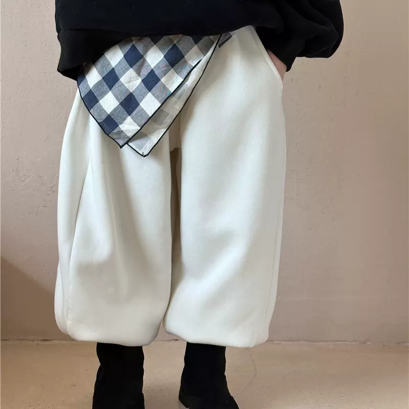 2025冬季新品童装韩版儿童加绒卫裤男女童宽松版休闲一体绒运动裤