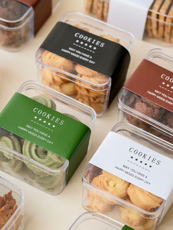 Caja de embalaje de galletas, caja de plástico transparente, arándano horneado, flocos de nieve, frasco pequeño