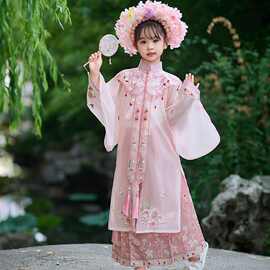 新款女童汉服2026儿童明制汉服超仙气古风重工云肩公主马面裙套装