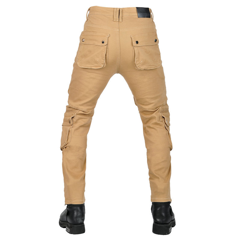 Pantalones de montar motocicleta multi-bolsa de ropa de trabajo de carreras pantalones anti-caída de los hombres casuales retro multi-funcional motocicleta pantalones de mezclilla