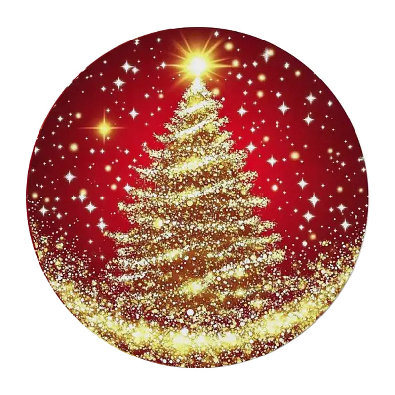 Transfronterizos Amazon temu Navidad lino redondo almohadilla de mesa de corte borde artesanía cocina almohadilla de mesa de comedor