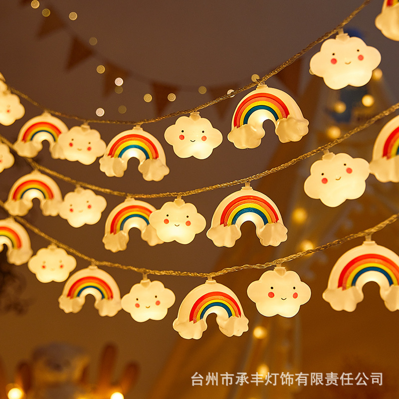 星、雲、虹のストリングライト LED スターライト子供の誕生日子供部屋の雰囲気装飾ライトカラフルなストリングライト|undefined
