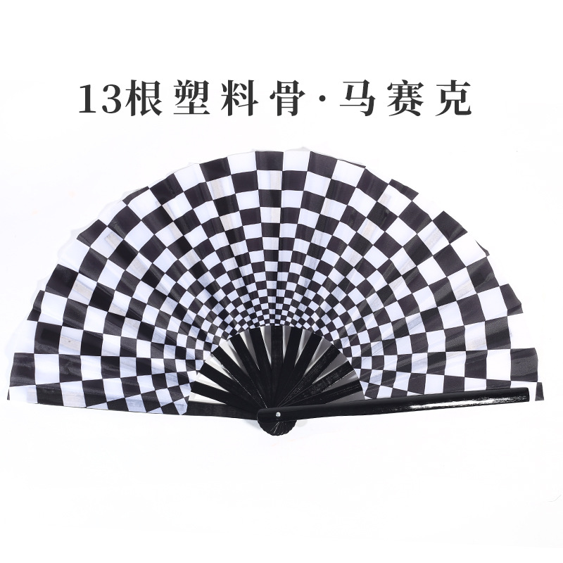 Inventario de 33 cm gran ventilador de plástico hueso ventilador publicitario patrón personalizado Amazon europeo 10 pulgadas ventilador kung fu
