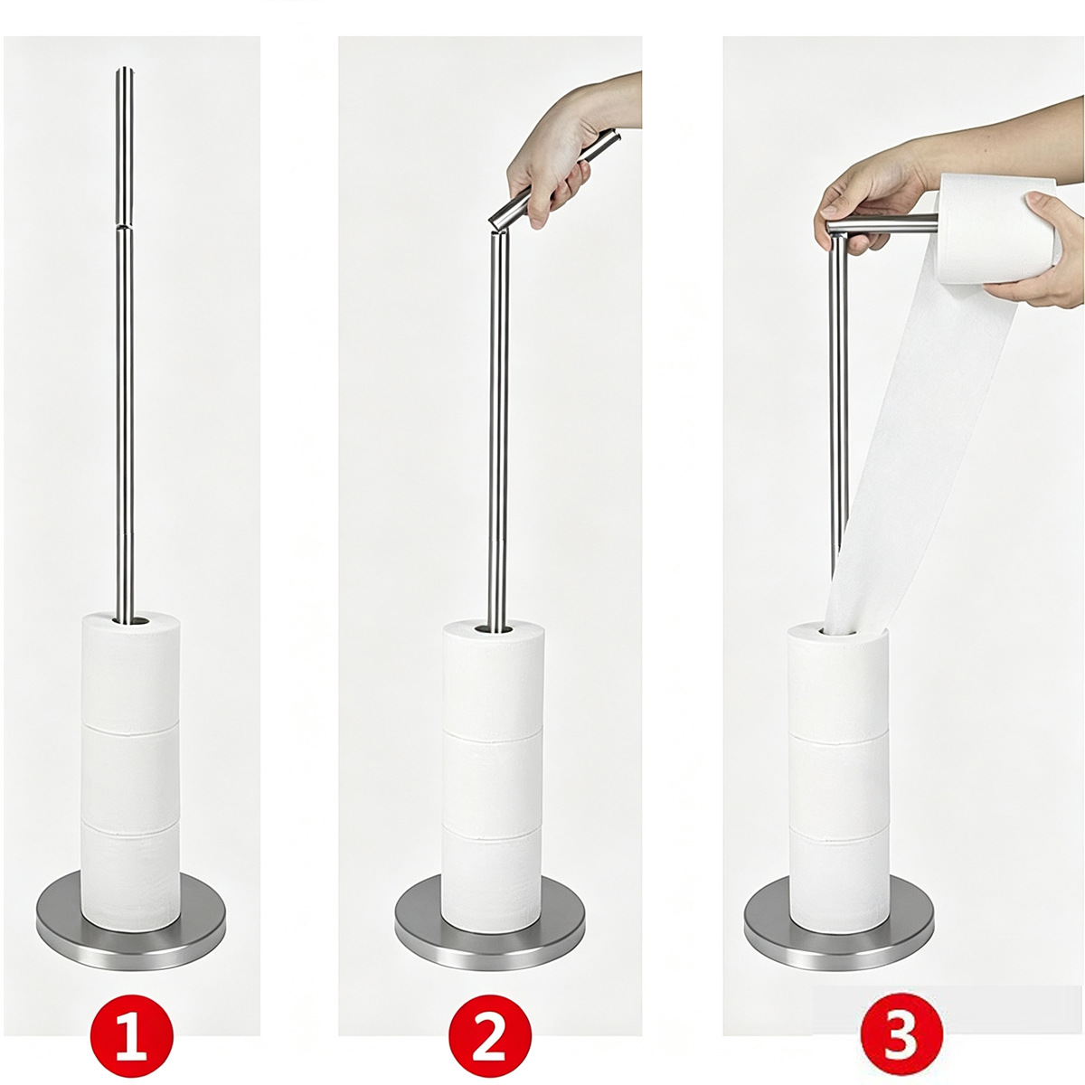 Acero inoxidable transfronterizo vertical toallas de papel de cocina de baño estante de papel de baño móvil estante de papel de baño estante de papel de piso