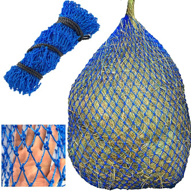 Slow-speed hay feeding net, 39 inches long, 1.25-inch mesh, suitable for horses, cattle, and sheep. (Hawy net/horse feeder)