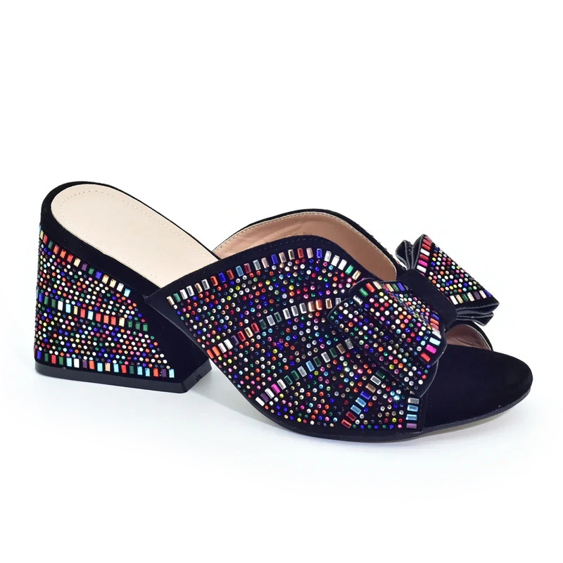 Cross-border Trade Bow Decoration Small Flash Diamond Breathable Outwear Wedge Sandals Party Evening Ladies High Heels Cross-border Trade Bow Decoration Small Flash Diamond Breathable Outwear Wedge Sandals Party Evening Ladies High Heels