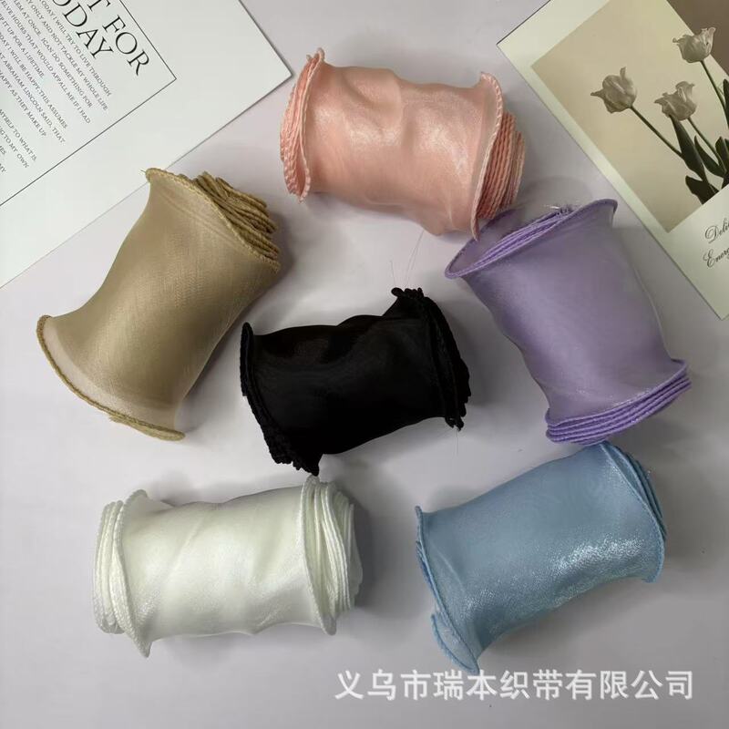 Ultra-Wide 8cm Wavy Fishtail Overlay Yarn Ribbon Wedding Flower Ribbon Fabric Strip DIY Hair Accessory Bow Ribbon Lace