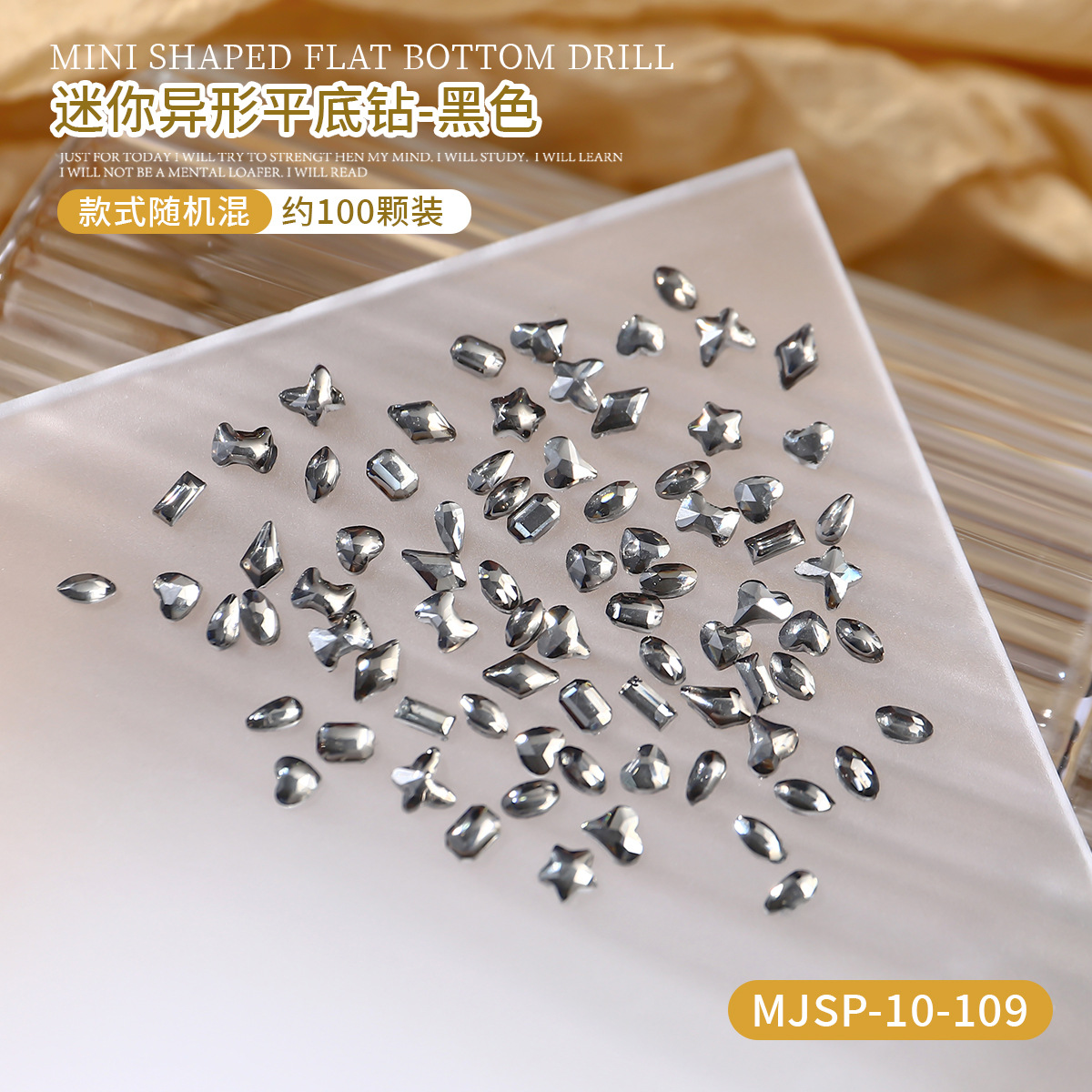 Mini joyas de manicura plano flash pequeño ojo de caballo pegatina irregular polvo transparente taladro de uñas de forma especial de champán