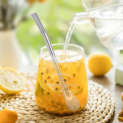 Factory Direct Sale Stainless Steel Straw Ladle Drink Milk Tea Cup Stirrer Amazon 304 Straw Ladle Set