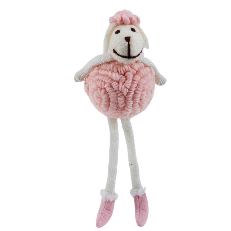 Madera de Navidad cabeza de ciervo guirnaldas accesorios de caña decoración hecha a mano fieltro de lana pequeños accesorios de decoración de ovejas joyas animales