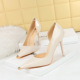 8829-5 European and American Style Fashion Simple Sexy Nightclub Slim Thin Heel Super High Heel Side Hollow Shallow Cut Metal Single Shoe