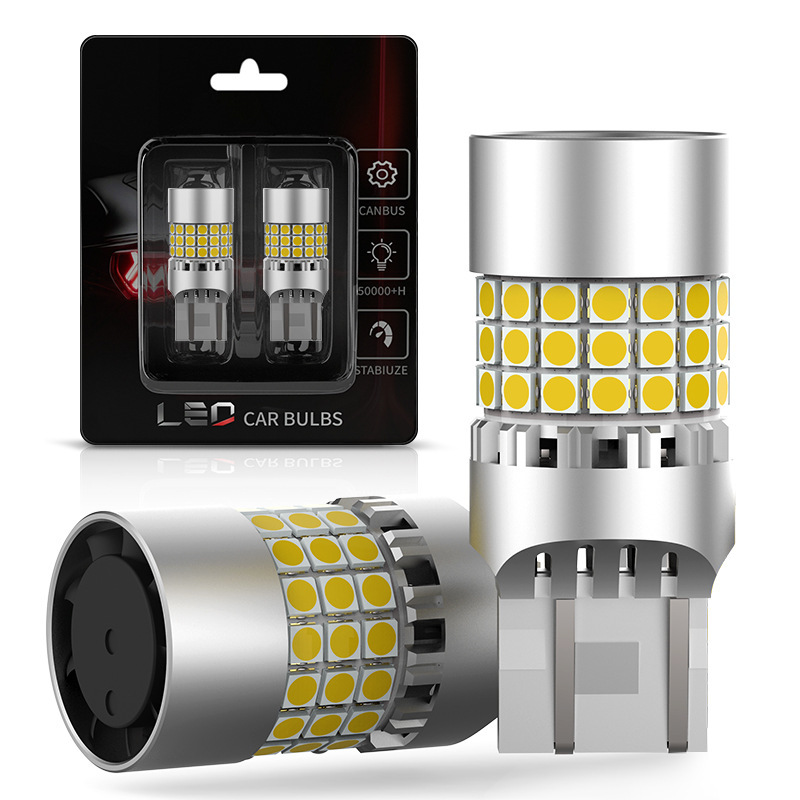 Car led bulb t20 7443 reversing light with fan decoding w21/5w turn signal 45SMD brake light