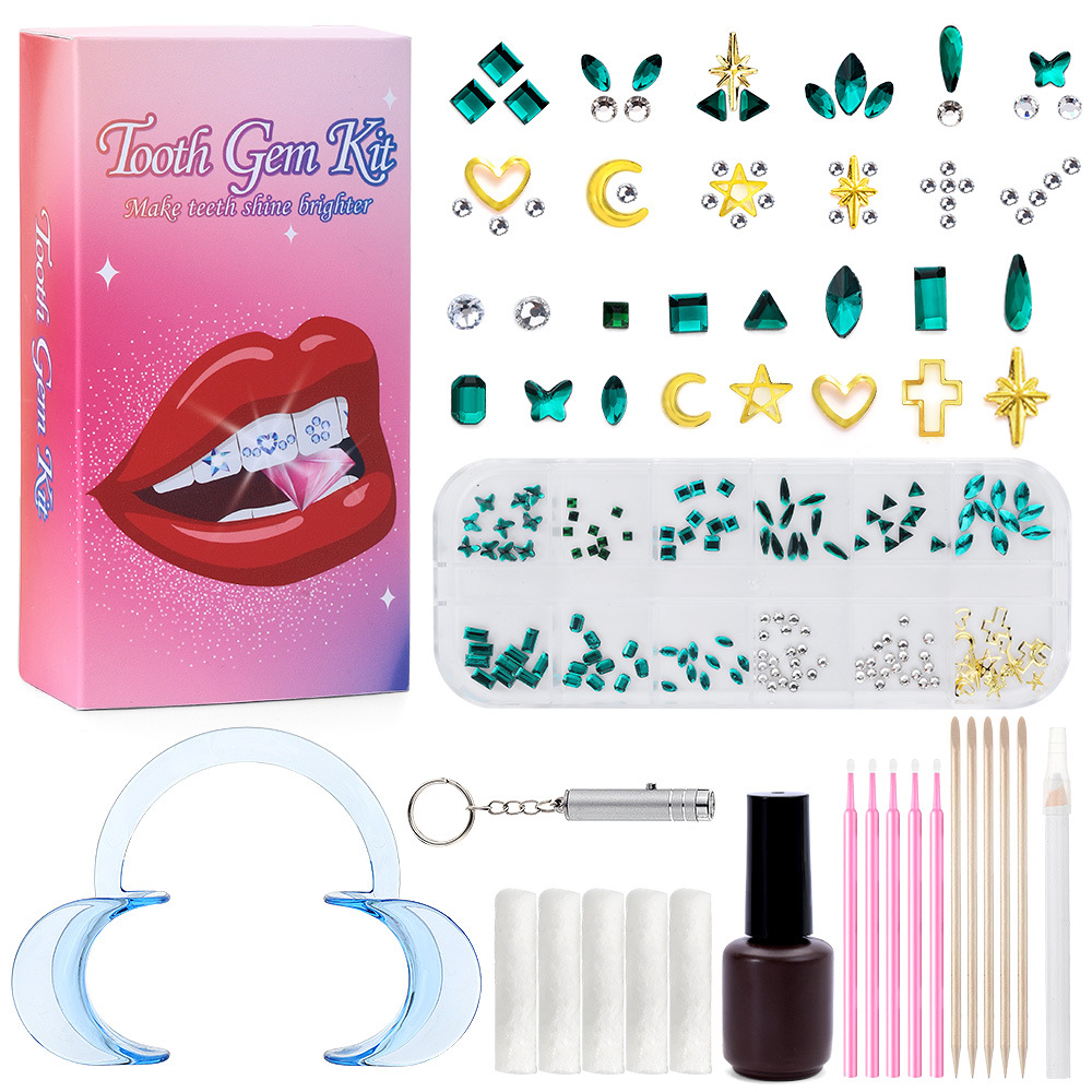 진한 녹색 12 그리드 치과용 드릴 세트 [접착제가 포함된 색상 상자]