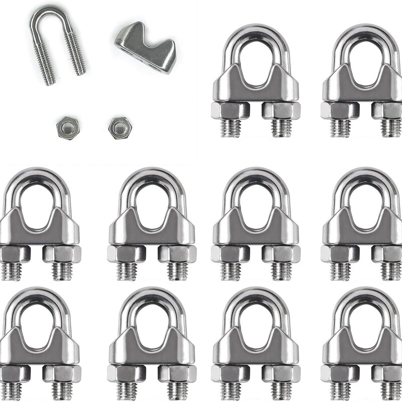 10/20 pieces of galvanized anti-rust steel wire rope U-clips, cable locks, saddle clamps for outdoor/marine use, cross-border wholesale 10/20 pieces of galvanized anti-rust steel wire rope U-clips, cable locks, saddle clamps for outdoor/marine use, cross-border wholesale