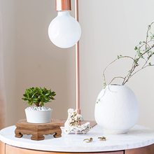 木質底座客廳陽台植物支架復古圓形花瓶台燈置物架多肉花盆展示架