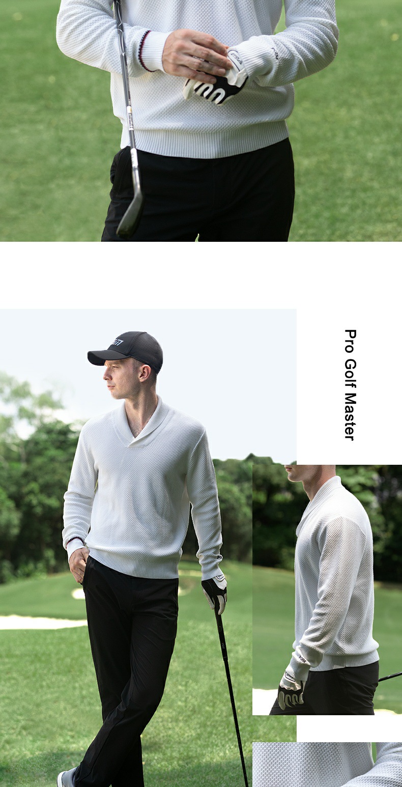 Áo len golf nam cổ chữ V dệt kim len chui đầu thoải mái giữ ấm — YF756-Áo len trắng, YF756-Áo len đen, YF756-Áo len màu xanh nước ngoài chi tiết 10
