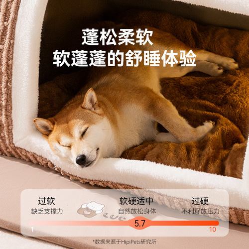 Autumn and Winter Dog Stacked Bear Arc House Dog Bed for Small, Medium, and Large Breeds like Bichon Frise and Shiba Inu, Warm Cat Bed for Pets