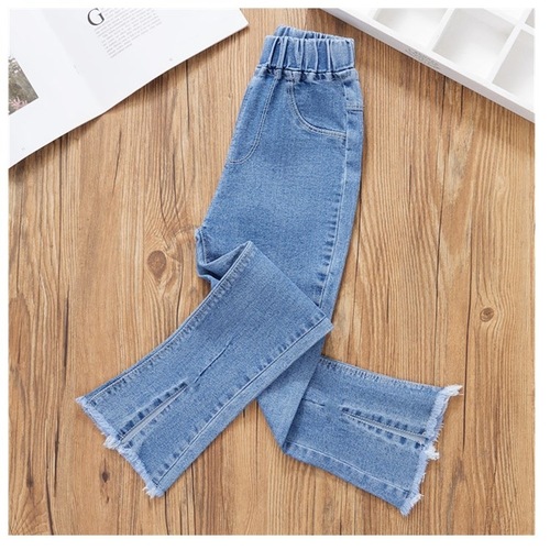 Girls' jeans, bell bottoms, spring new style, children's autumn, girls' slit, big children's pants, dropshipping