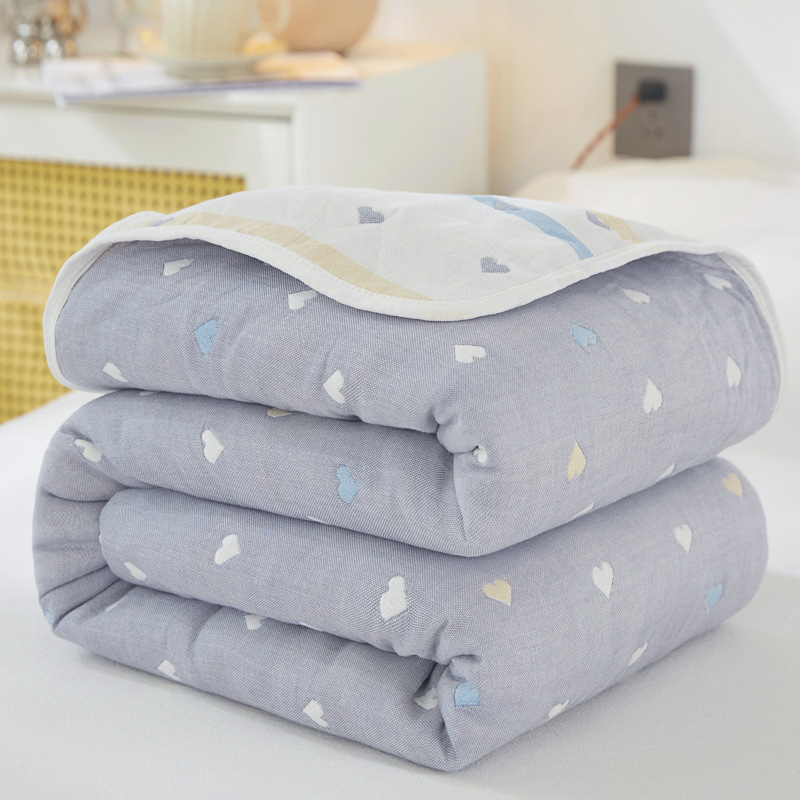 small heart gray / 90x 100cm "cotton 6 layer yarn" baby