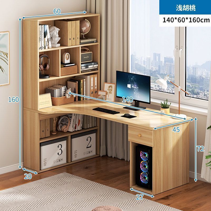 Escritorio de esquina, estantería, escritorio integrado, escritorio para computadora de escritorio para el hogar, escritorio de esquina para dormitorio, estantería para estudiantes, escritorio