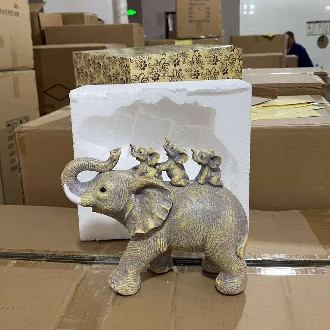 Nueva artesanía de resina de elefante de madre e hijo transfronteriza, escritorio de sala de estar, decoración del hogar de oficina, regalos creativos