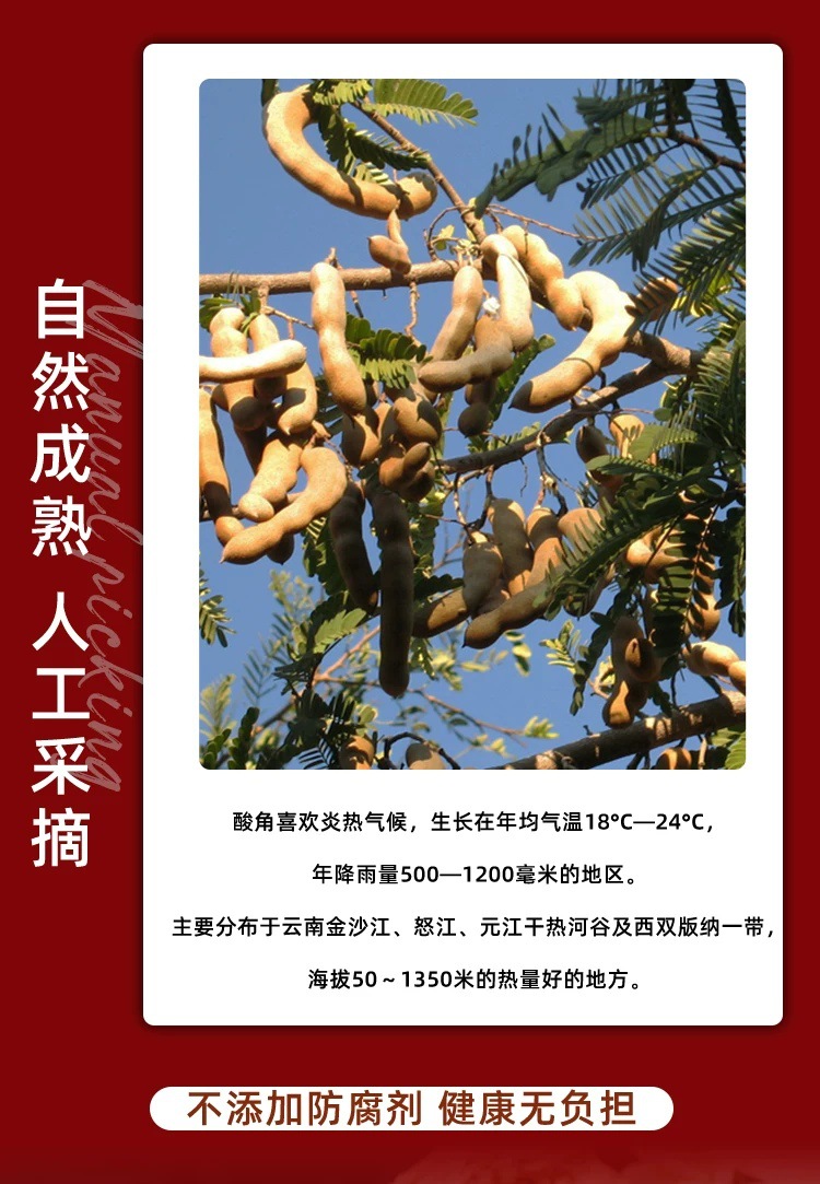 Yunnan Sweet Tamarind Dried Fruit Snack 200g Natural Air Dried Sour Sweet Tamarind key features