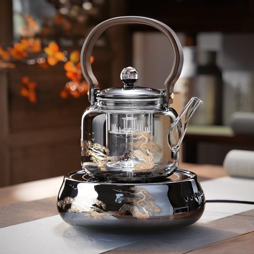 Glass Beam Pot Encircling Furnace High Borosilicate Tea Water Separation Teapot Household Teapot Glass Advanced Sense Tea Set