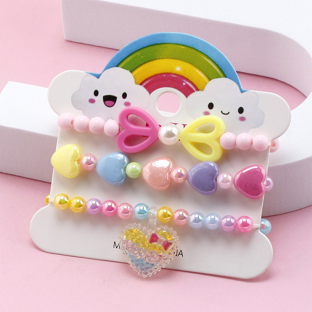 1 Set Fashion Heart Shape Plastic Resin Kidu0027S Bracelets