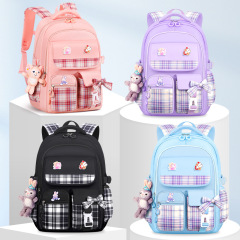 New primary school student schoolbag bow large capacity children's schoolbag shoulder schoolbag women's burden reduction spine protection wholesale 1-6
